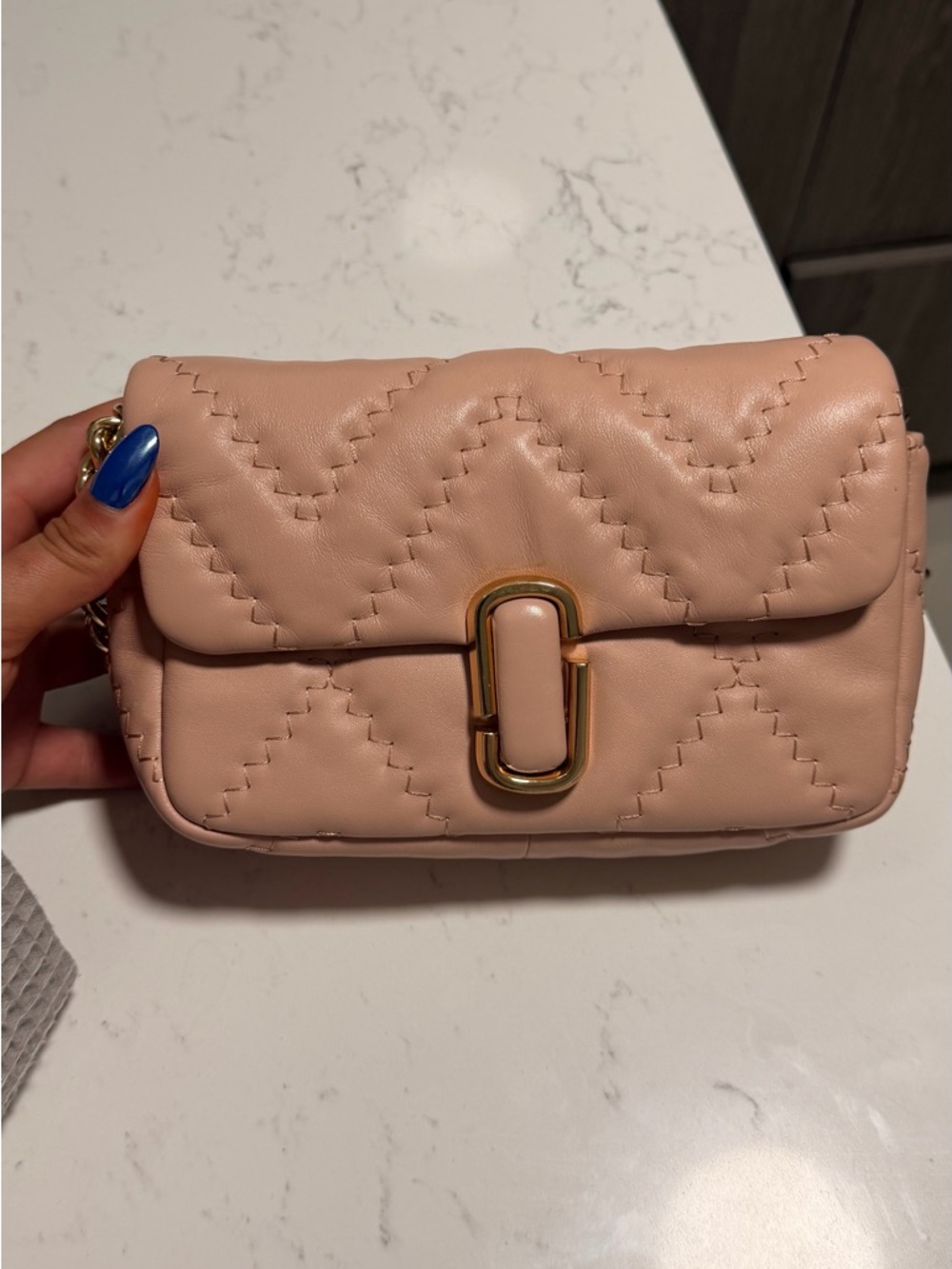 Marc Jacobs Quilted Blush Pink Chain Crossbody with Gold Hardware